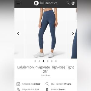 Lululemon Iron Blue Invigorate High Rise Legging 25” (6)